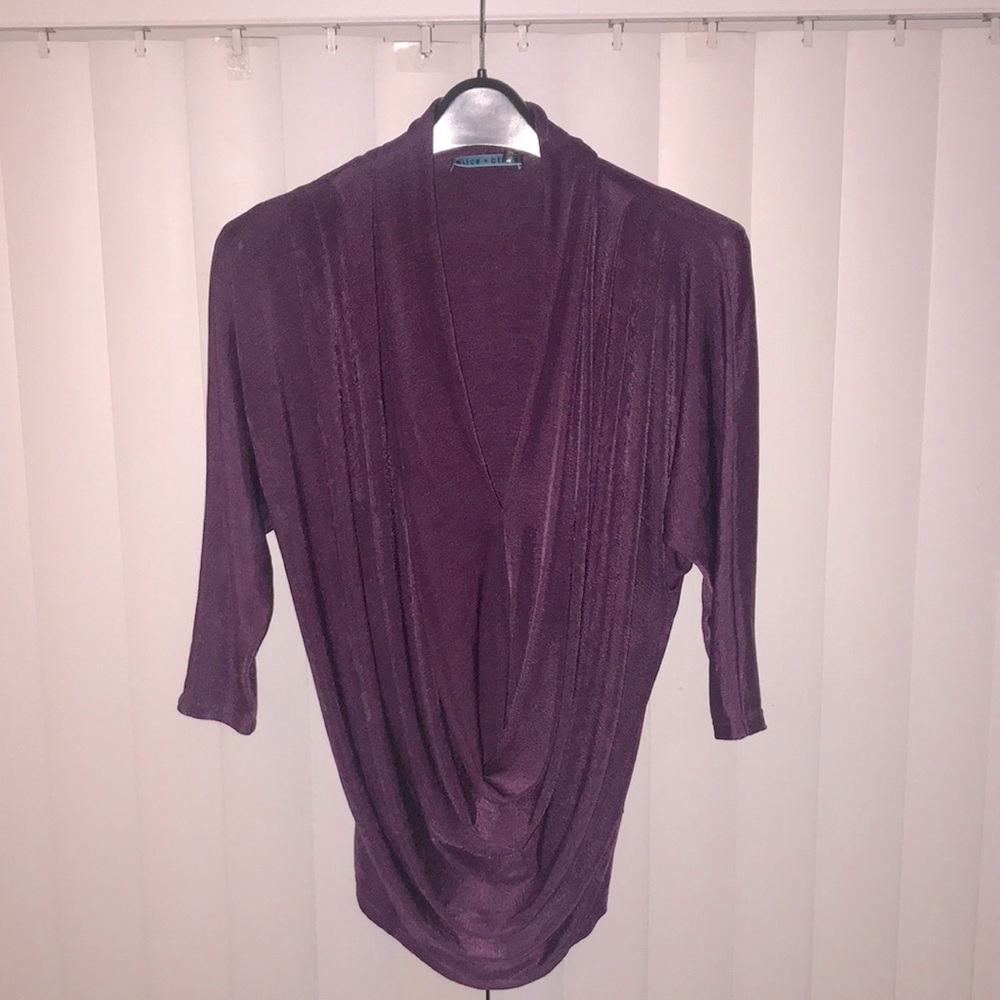 Alice & Olivia Cowl Neck Top, Purple, Size Small